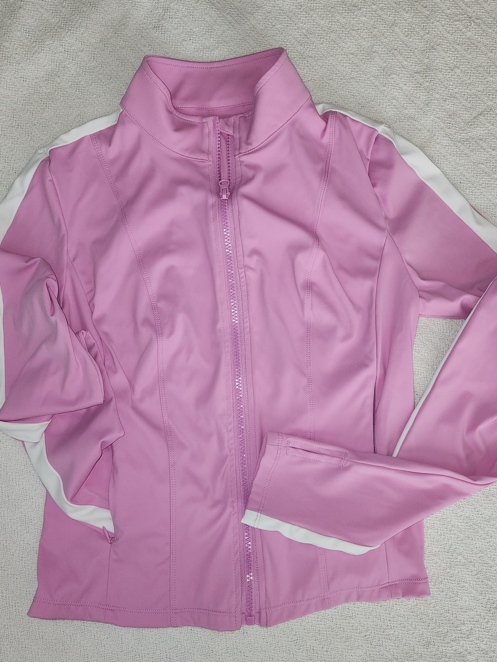 REEBOK PlayDry Pink Full Zip Track Jacket White Stripe M